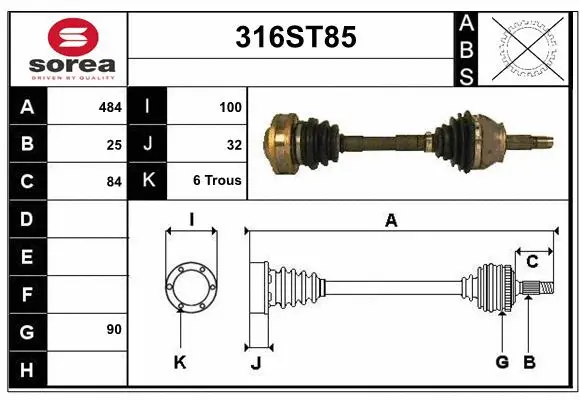 Arbre de transmission STARTCAR 316ST85