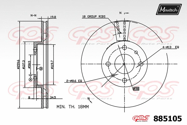 Disque de frein MAXTECH 885105