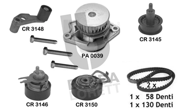 Pompe à eau + kit de courroie crantée BREDA LORETT KPA0288A