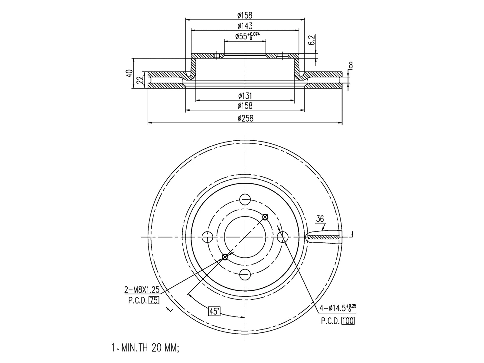 Disque de frein A.Z. Meisterteile AZMT-44-024-1296