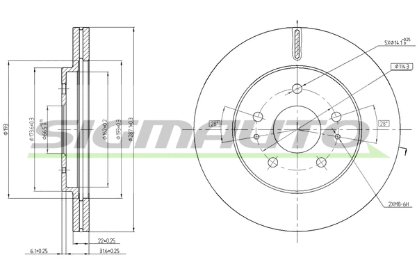 Disque de frein SIGMAUTO DBC247V