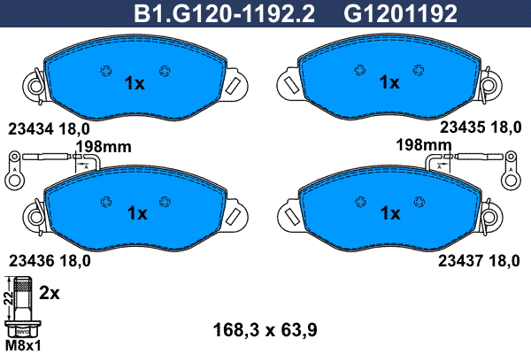 Kit de plaquettes de frein, frein à disque GALFER B1.G120-1192.2