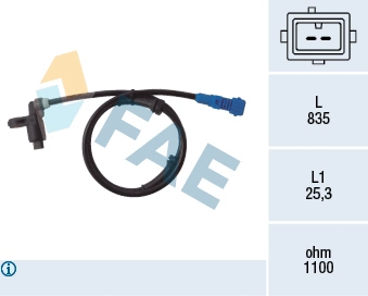 Capteur, vitesse de roue FAE 78021