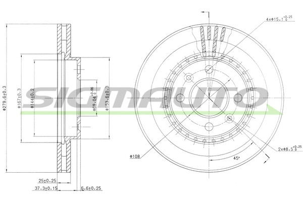 Disque de frein SIGMAUTO DBA398V