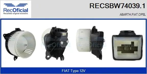 Pulseur d'air habitacle RECOFICIAL RECSBW74039.1