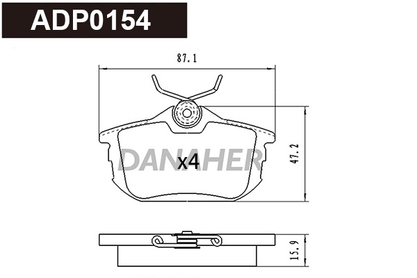 Kit de plaquettes de frein, frein à disque DANAHER ADP0154