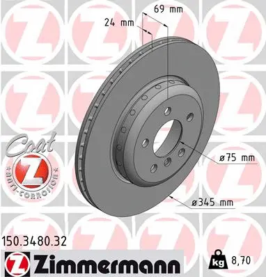 Disque de frein ZIMMERMANN 150.3480.32