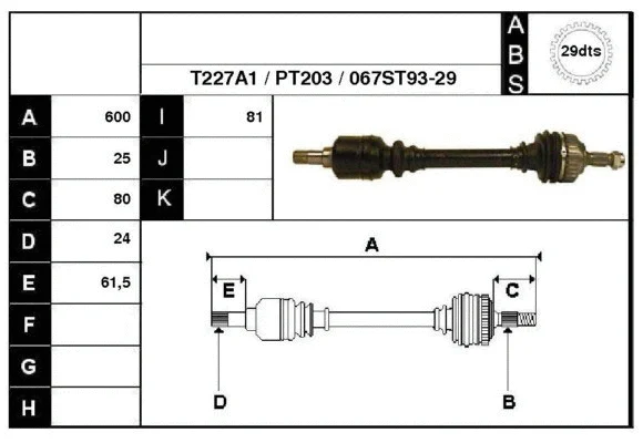 Arbre de transmission Technika 28067A1
