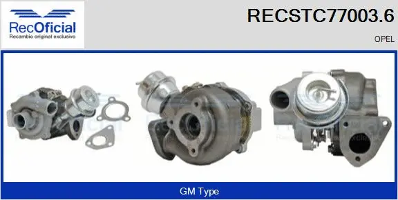 Turbocompresseur, suralimentation RECOFICIAL RECSTC77003.6