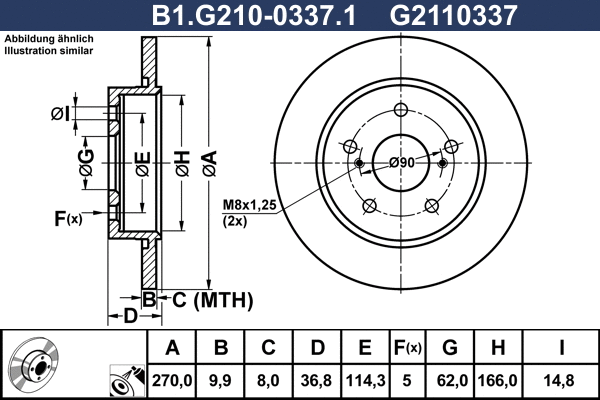 Disque de frein GALFER B1.G210-0337.1