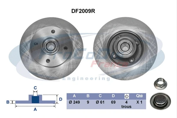 Disque de frein PROCODIS FRANCE DF2009R