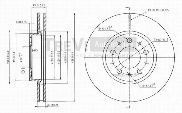 Disque de frein TREVI AUTOMOTIVE BD1101