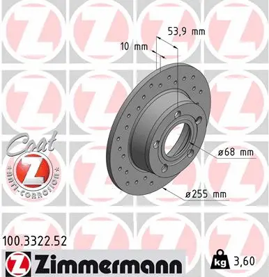 Disque de frein ZIMMERMANN 100.3322.52
