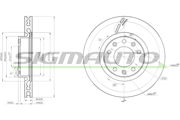 Disque de frein SIGMAUTO DBC405V