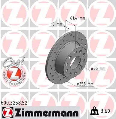 Disque de frein ZIMMERMANN 600.3258.52