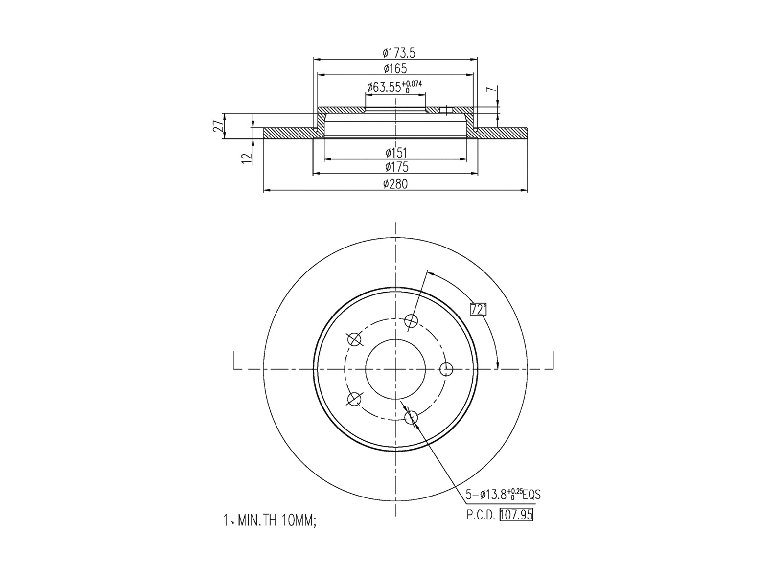 Disque de frein A.Z. Meisterteile AZMT-44-024-1071