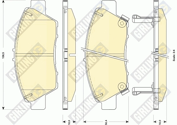 Kit de plaquettes de frein, frein à disque GIRLING 6134939