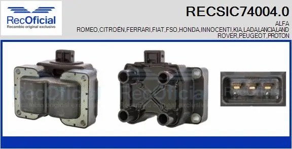 Bobine d'allumage RECOFICIAL RECSIC74004.0
