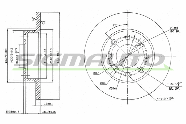 Disque de frein SIGMAUTO DBA203S
