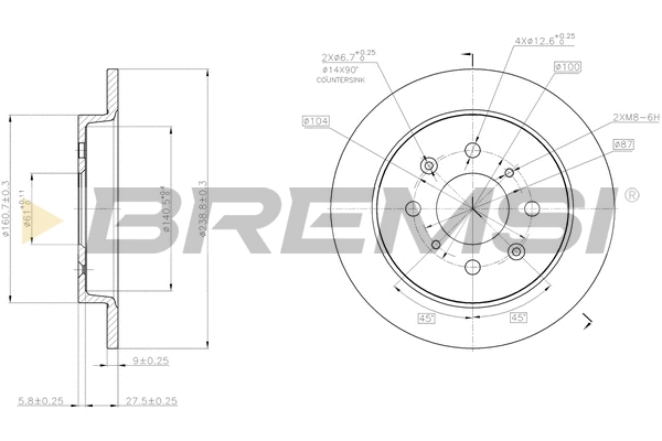 Disque de frein BREMSI CD8244S