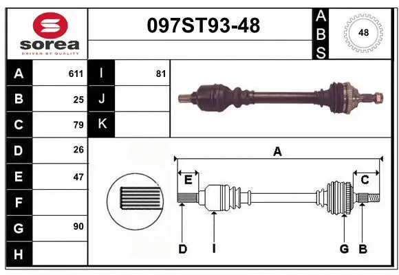 Arbre de transmission STARTCAR 097ST93-48