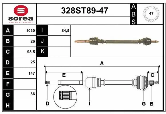 Arbre de transmission STARTCAR 328ST89-47