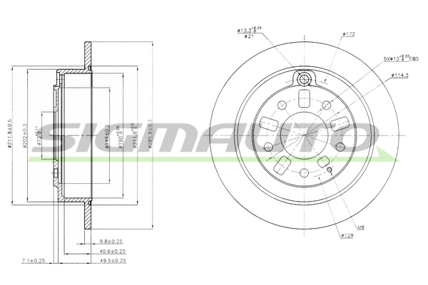 Disque de frein SIGMAUTO DBA739S