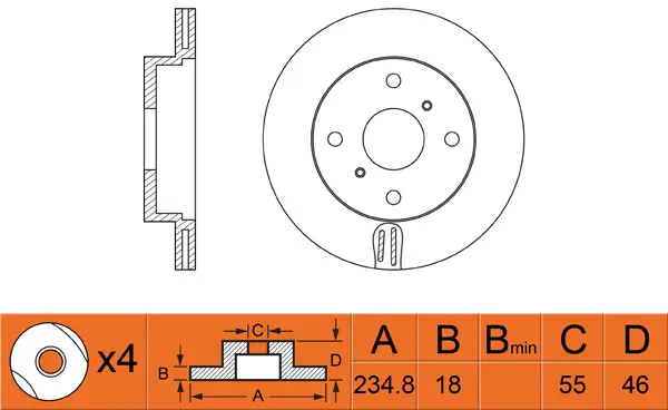 Disque de frein FIT FR0364V