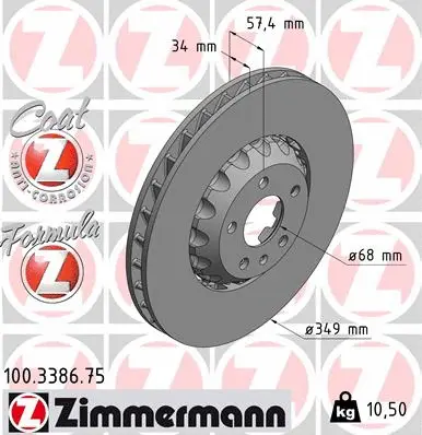 Disque de frein ZIMMERMANN 100.3386.75