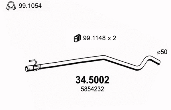 Tuyau d'échappement ASSO 34.5002