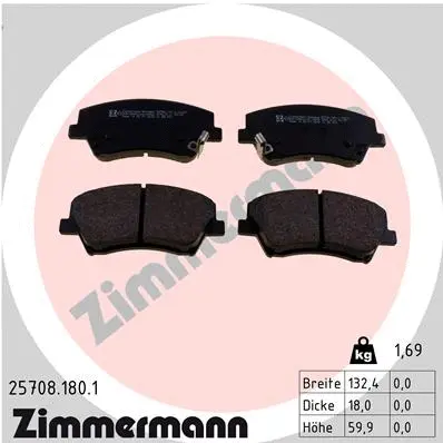 Kit de plaquettes de frein, frein à disque ZIMMERMANN 25708.180.1