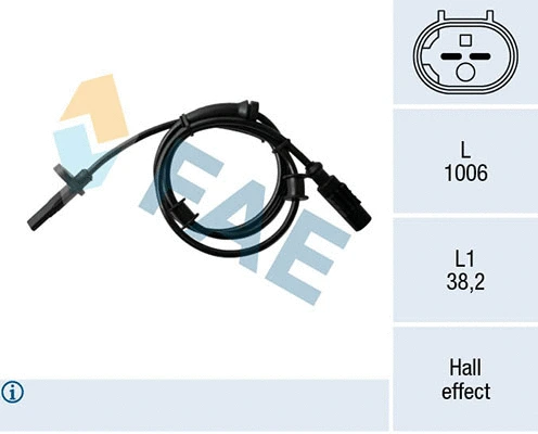 Capteur, vitesse de roue FAE 78170