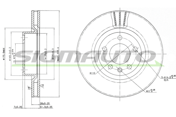 Disque de frein SIGMAUTO DBA330V