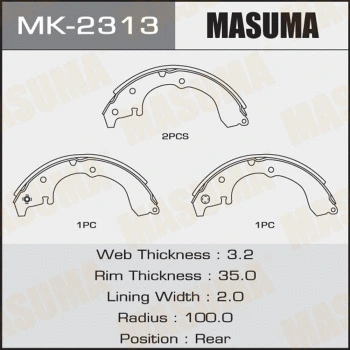Jeu de mâchoires de frein MASUMA MK-2313