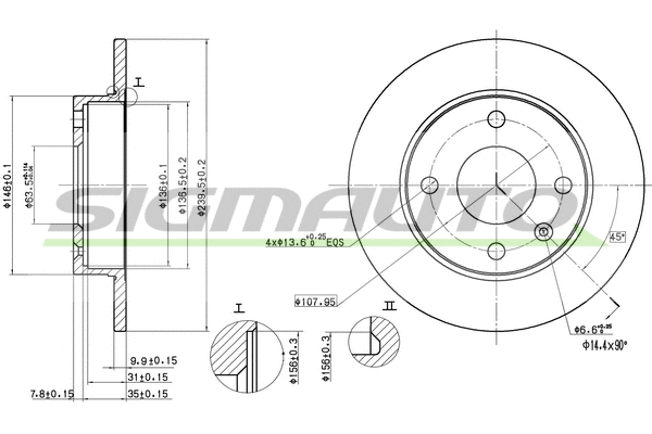 Disque de frein SIGMAUTO DBA208S