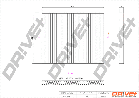 Filtre, air de l'habitacle Dr!ve+ DP1110.12.0341