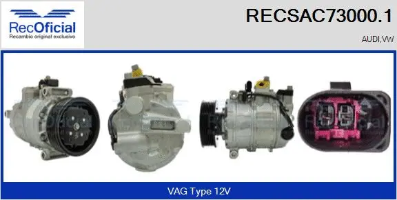 Compresseur, climatisation RECOFICIAL RECSAC73000.1