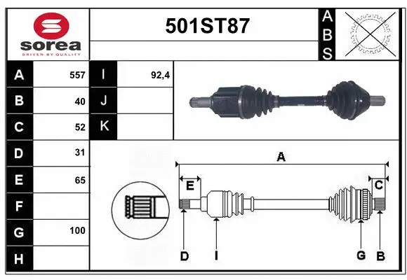 Arbre de transmission STARTCAR 501ST87