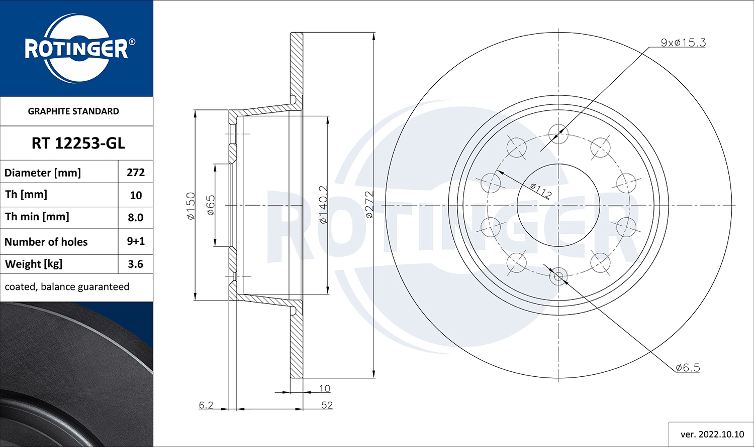 Disque de frein ROTINGER RT 12253-GL