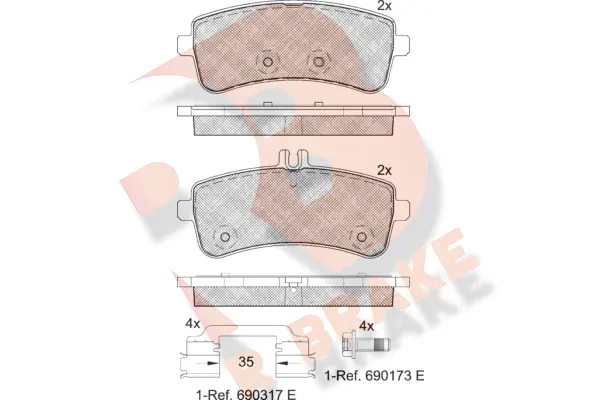 Kit de plaquettes de frein, frein à disque R BRAKE RB2145