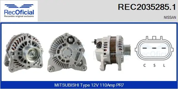 Alternateur RECOFICIAL REC2035285.1
