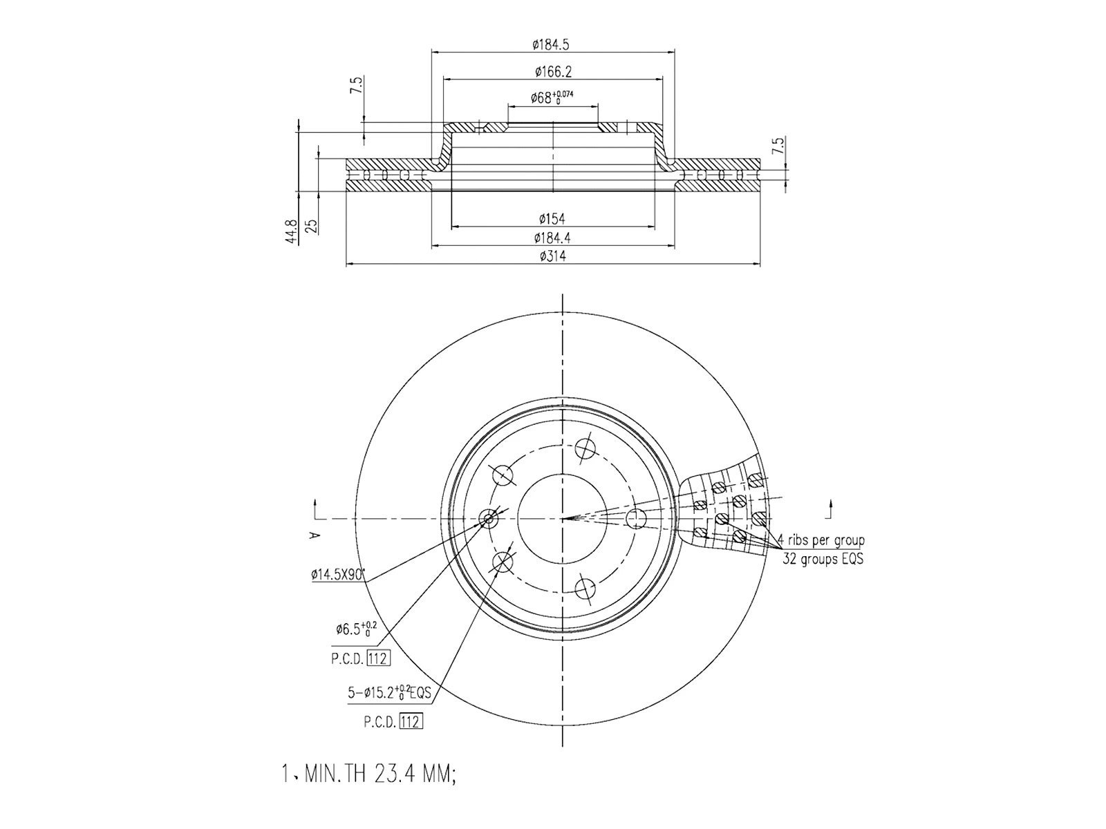 Disque de frein A.Z. Meisterteile AZMT-44-024-1339