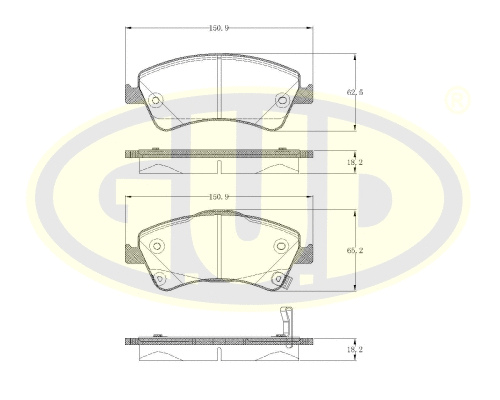 Kit de plaquettes de frein, frein à disque G.U.D. GBP134102