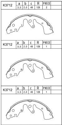Jeu de mâchoires de frein ASIMCO K3712