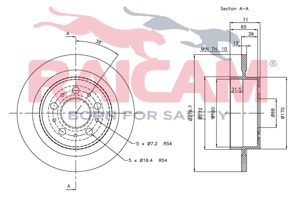 Disque de frein RAICAM RD00954