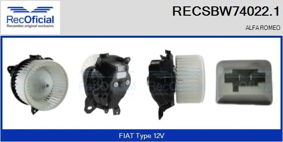 Pulseur d'air habitacle RECOFICIAL RECSBW74022.1