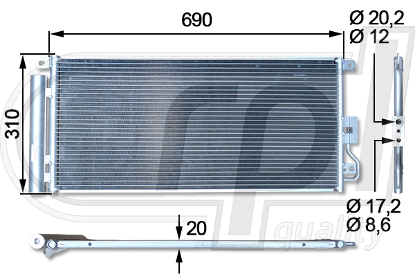 Condenseur, climatisation RPL QUALITY APCDOP5054
