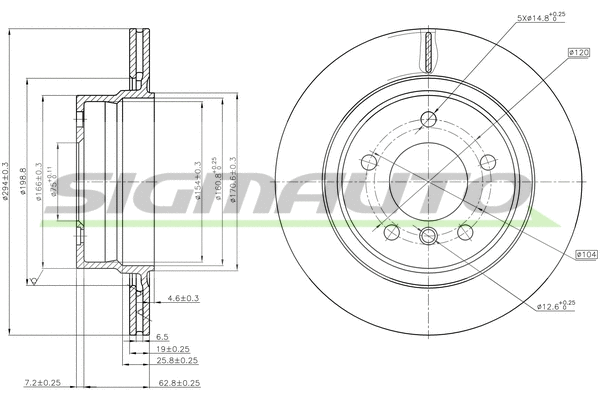 Disque de frein SIGMAUTO DBB285V