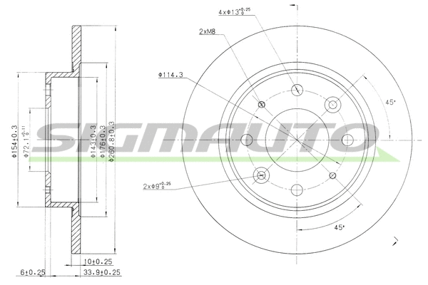 Disque de frein SIGMAUTO DBB395S