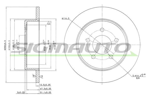 Disque de frein SIGMAUTO DBB492S